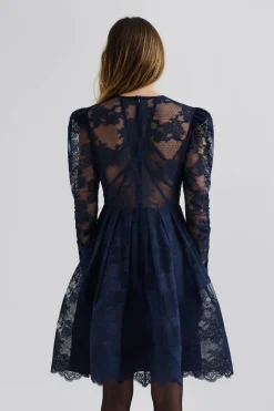 Malina naisten mekko, LEONI LACE MINI DRESS Tummansininen