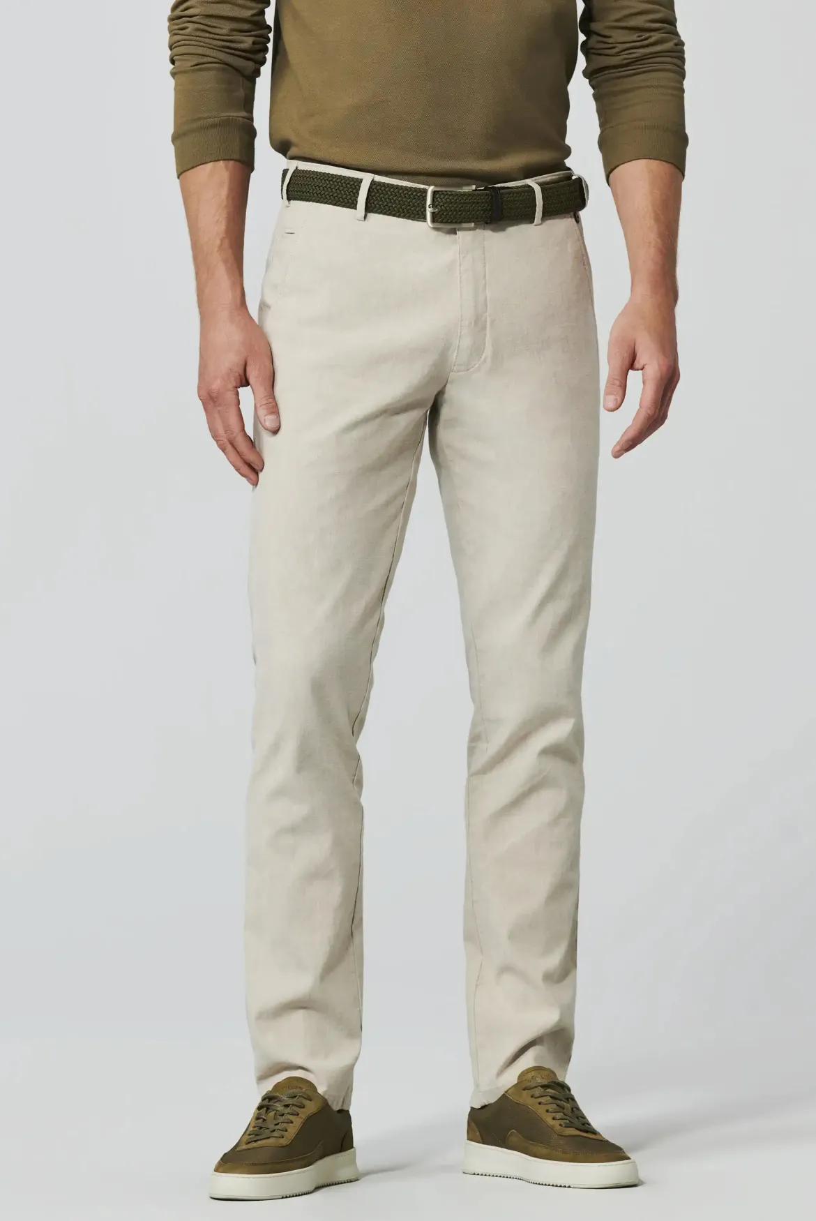 Meyer miesten housut, BONN LINEN COTTON TROUSER Beige