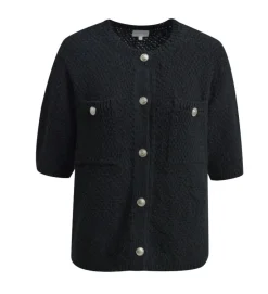 Milano Italy naisten neuletakki, CARDIGAN 1/2 SLEEVE BLACK Musta