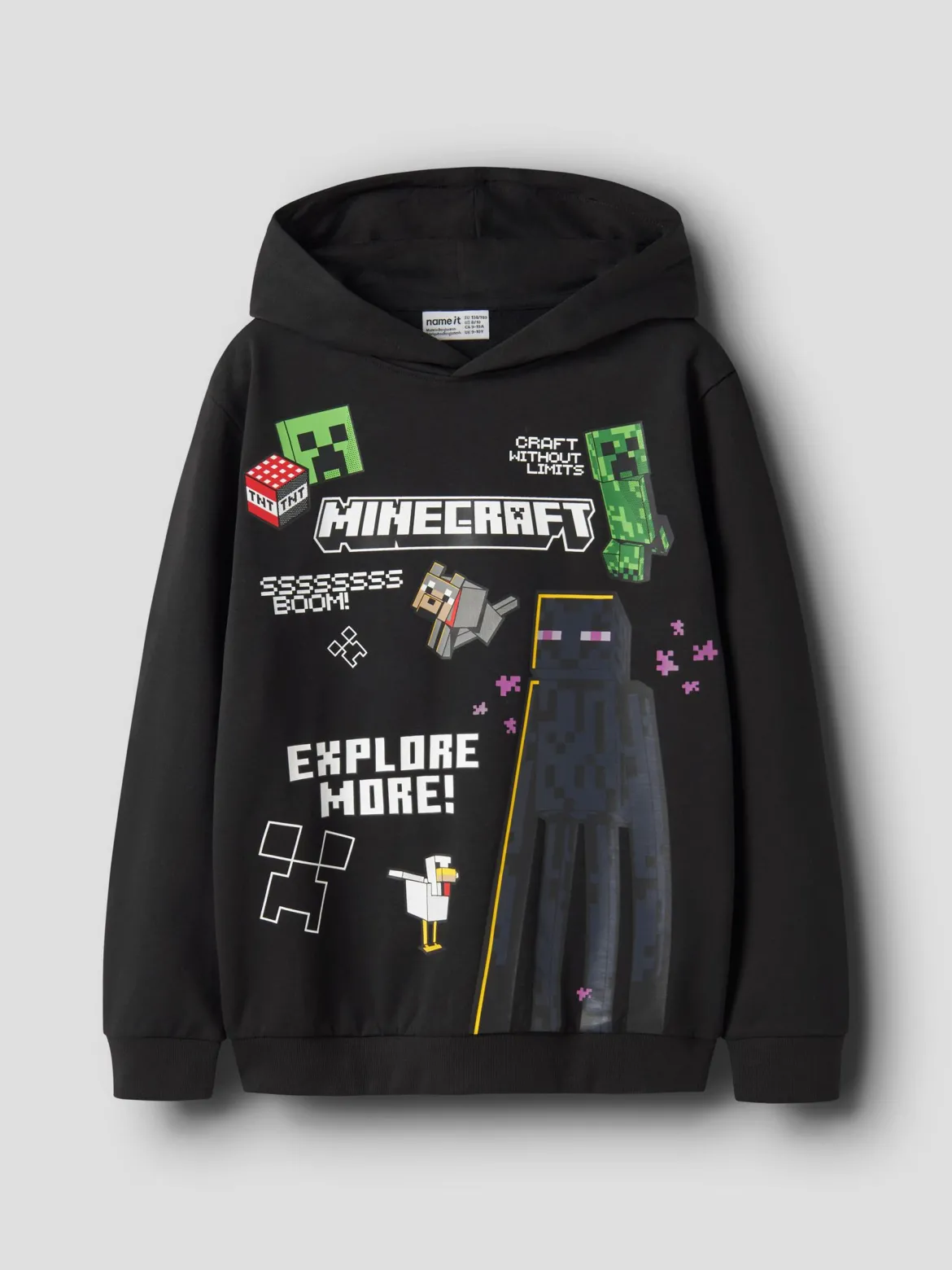 Name It lasten Minecraft-teemainen huppari, musta