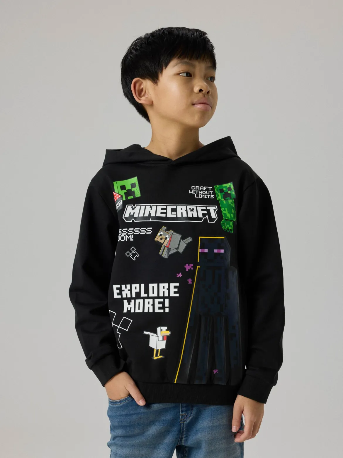 Name It lasten Minecraft-teemainen huppari, musta