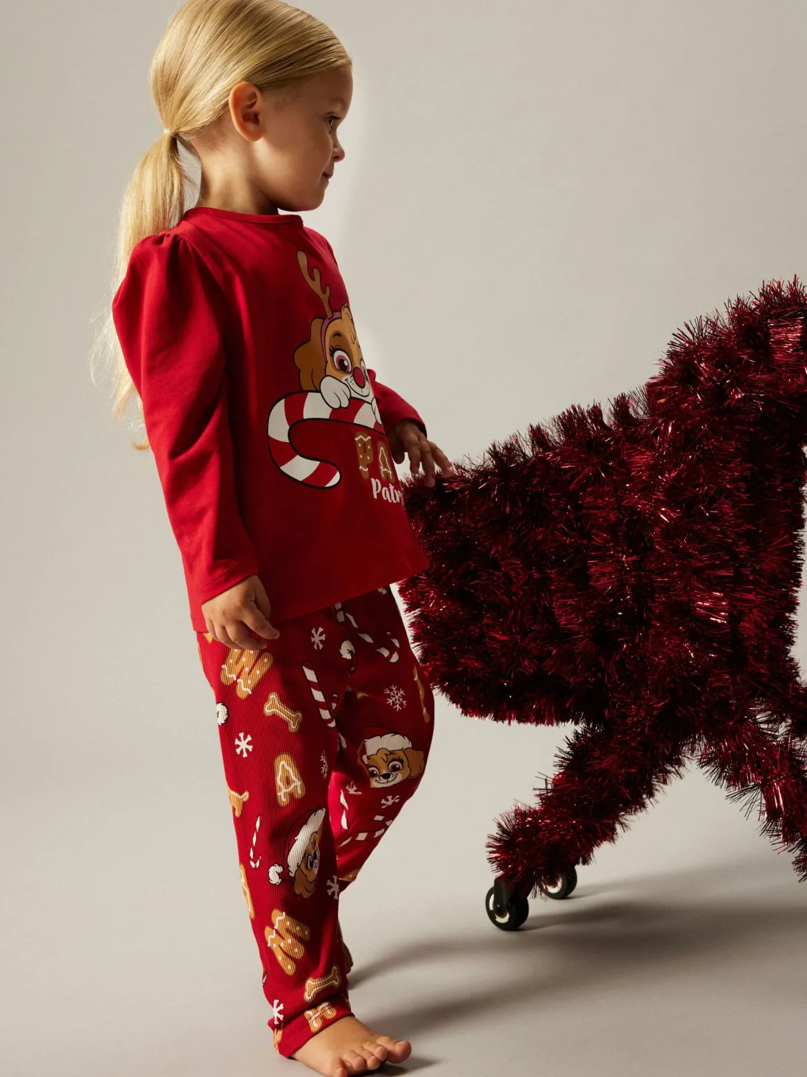 Name It lasten pyjama NMFSARBA PAW LS NIGHTSET, punainen