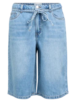 Object naisten farkkushortsit OBJRosie MW Lo Denim Long Shorts Noos, Light Blue Denim