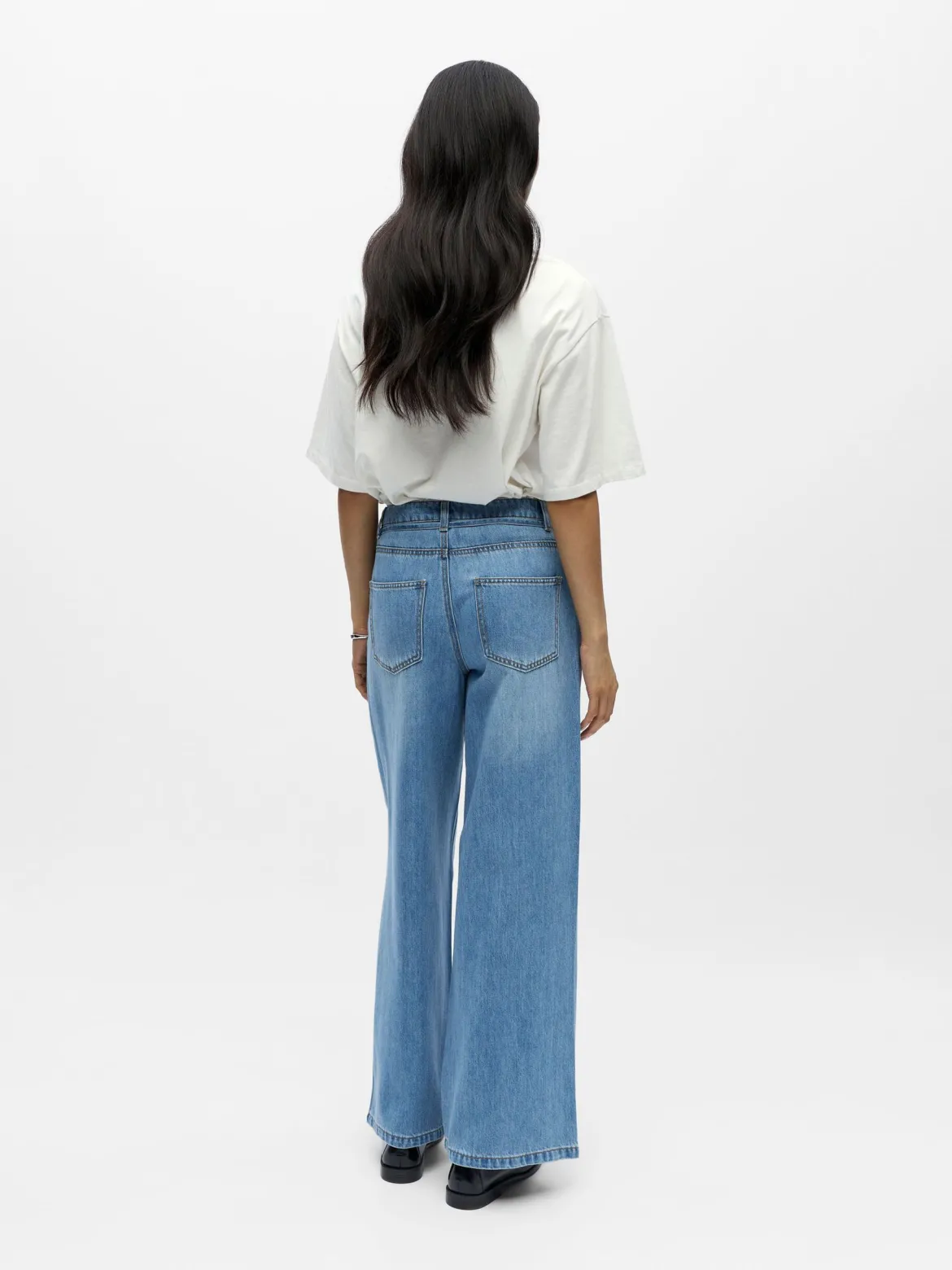 Object naisten farkut OBJROSIE MW WIDE Jeans, Light Blue Denim