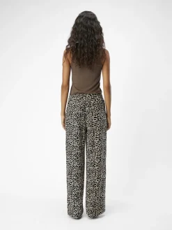 Object naisten housut, OBJALBA LISA WIDE PANT PRINT Humus