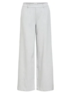 Object naisten housut OBJLisa Wide Pant, Light Grey Melange