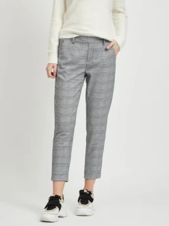 Object Naisten Housut, Objlisa Slim Pant NOOS Musta Ruutu