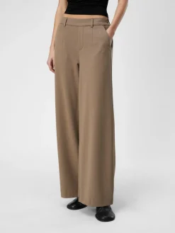 Object naisten housut OBjLisa Wide Pant, Fossil
