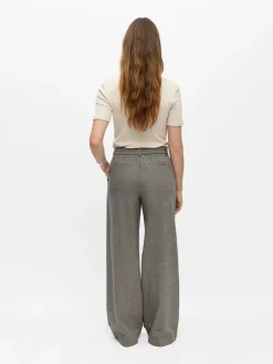 Object naisten housut ObjLisa Wide Pant, Grey Thin Beige
