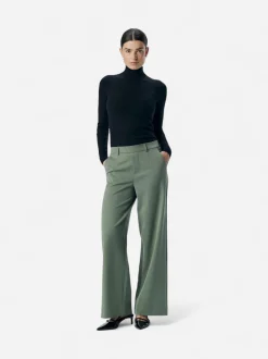 Object Naisten Housut, OBJLISA WIDE PANT NOOS H Laurel Wreath
