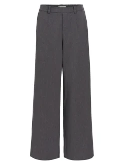 Object naisten housut OBJLisa Wide Pant, Medium Grey Melange