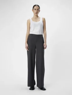 Object naisten housut OBJLisa Wide Pant, Medium Grey Melange