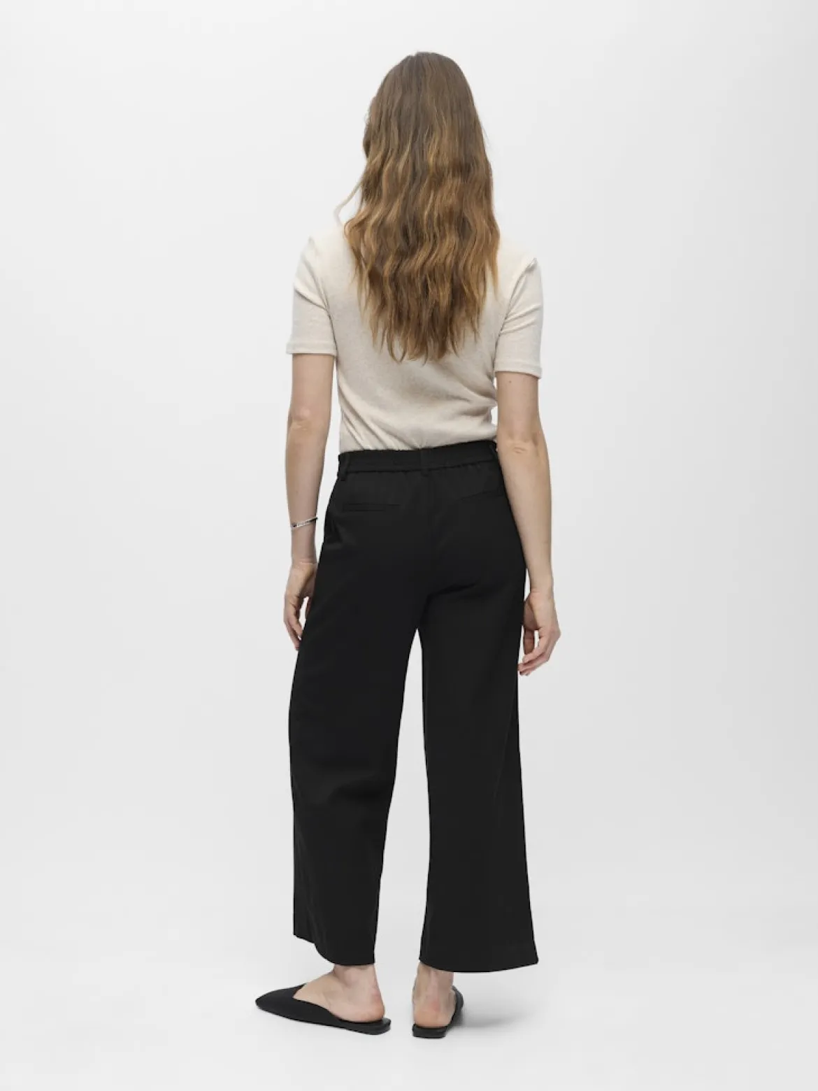 Object naisten housut OBJLisa Cropped Wide Pant Div, Black
