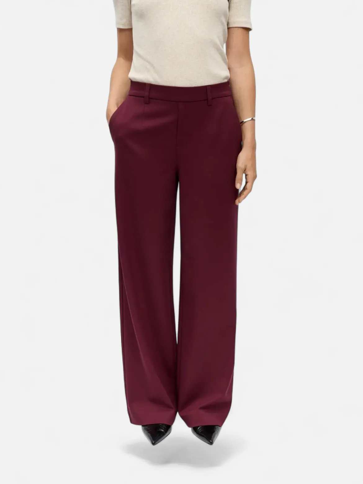 Object naisten housut Objlisa Wide Pant, Windsor Wine