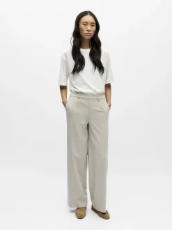 Object naisten housut OBJLisa Wide Pant, Humus Melange