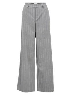 Object naisten housut OBJLisa Wide Pant, Medium Grey Melange