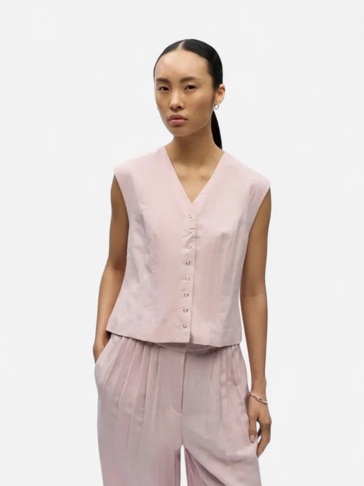 Object naisten liivi OBJMolly S/L RE Waistcoat 144, Pale Lilac