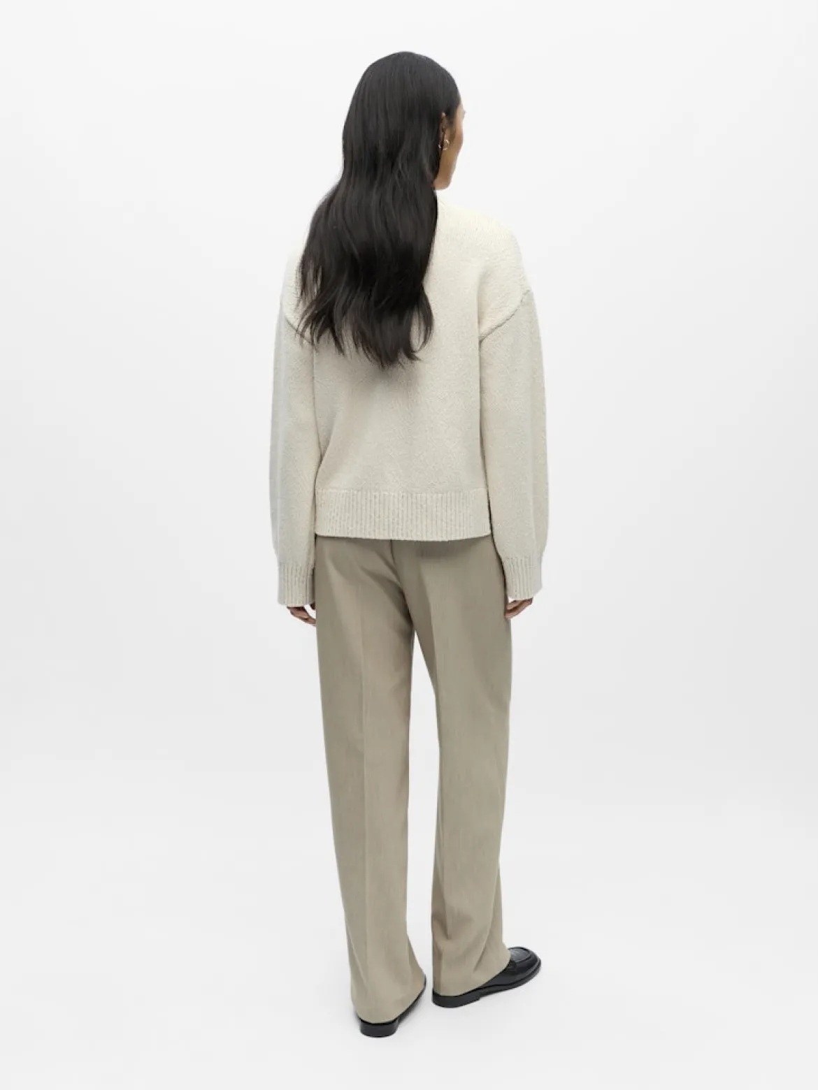 Object naisten neulepusero Objsima L/S Lo Knit Pullover Noos, White Sand