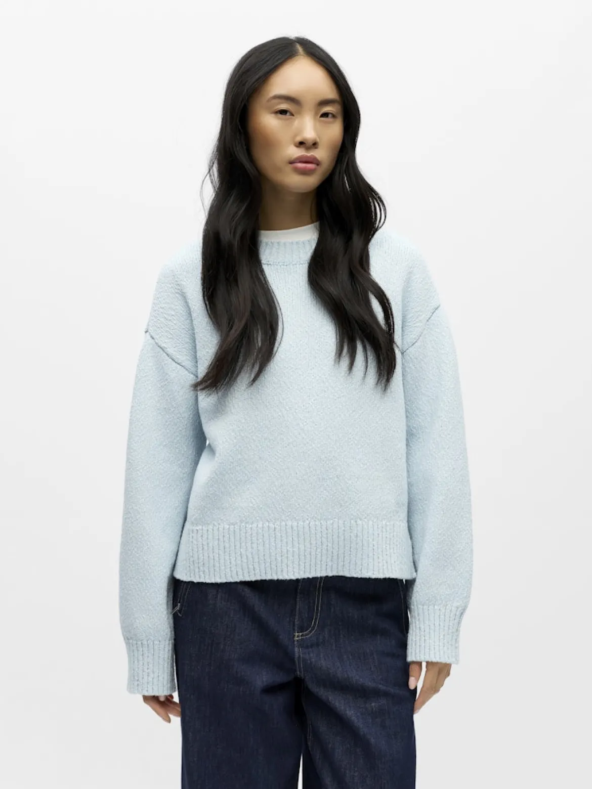 Object naisten neulepusero Objsima L/S Lo Knit Pullover Noos, Winter Sky