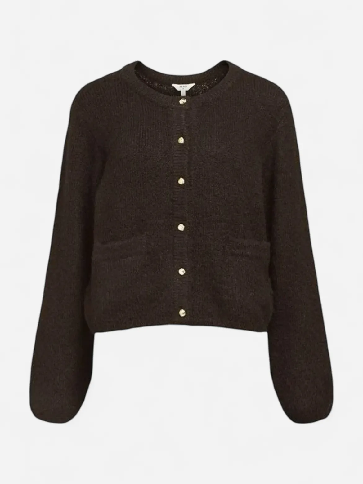 Object naisten neuletakki, OBJSAGGIA RE L/S KNIT CARDIGAN Seal Brown