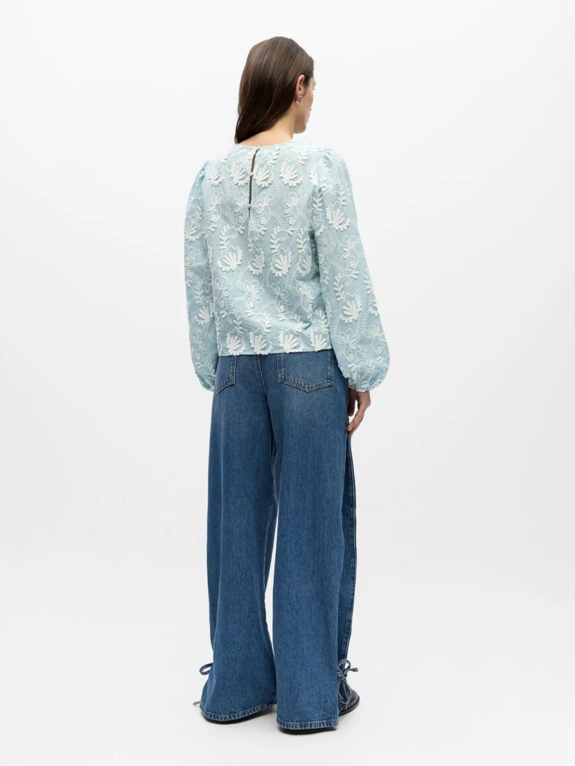 Object naisten pusero OBJMYA RE L/S Top, Winter Sky Cloud dancer