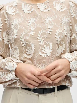 Object naisten pusero OBJMYA RE L/S Top, Humus Cloud dancer