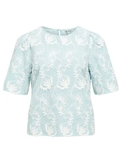 Object naisten pusero OBJMYA 2/4 RE TOP, Winter Sky Cloud dancer