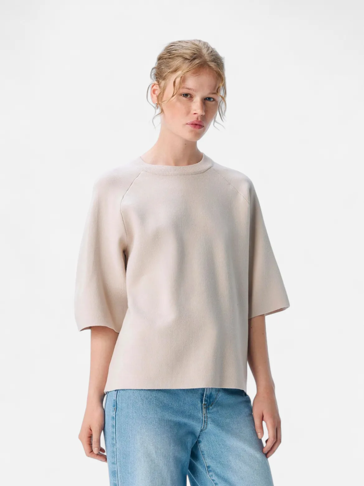 Object naisten pusero, OBJREYNARD 2/4 KNIT PULLOVER Silver Gray