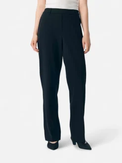 Object naisten suorat housut, OBJLISA MW STRAIGHT PANT Black