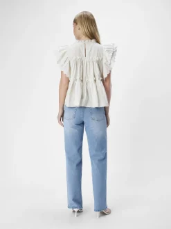 Object naisten toppi, OBJHOPE S/L TOP REP White Sand