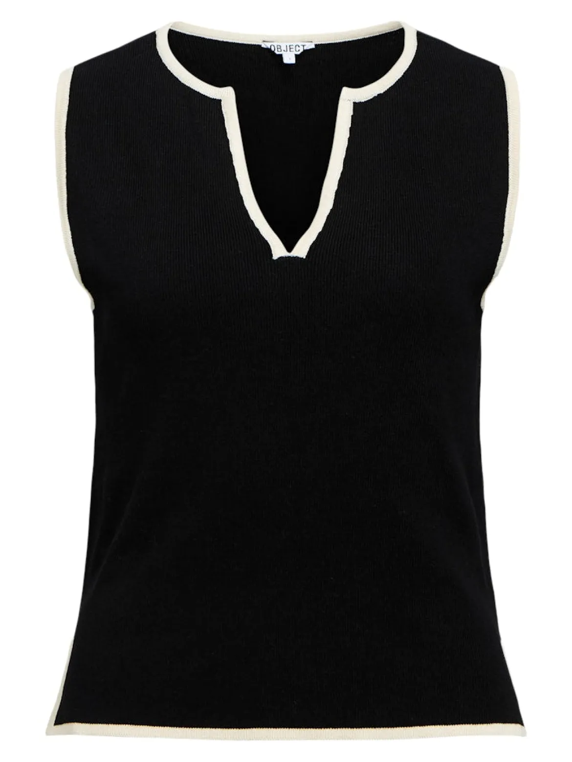 Object naisten toppi OBJVIVA S/L Re V-Neck Knit Top, Black Birch constras