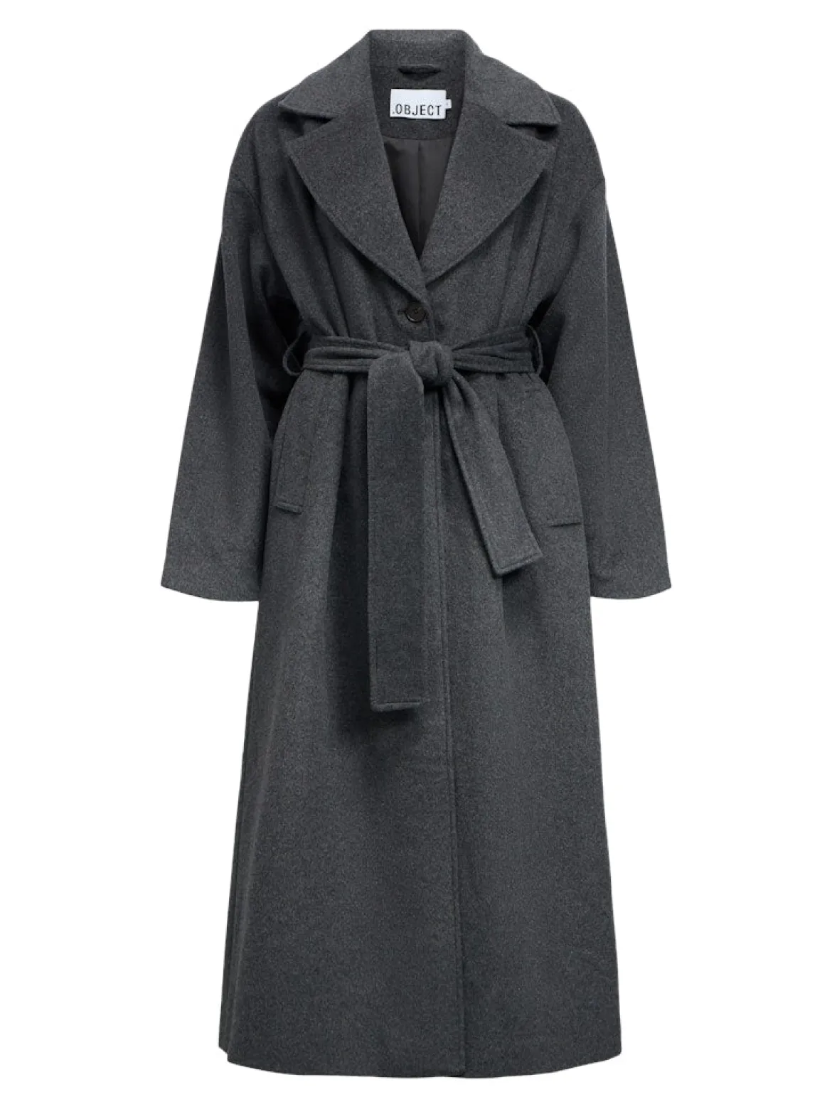 Object naisten villakangastakki OBJAUBREY L/S LO COAT 141, Medium Grey Melange