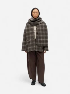 Object naisten villakangastakki Objmaise Scarf Jacket, Carafe Check