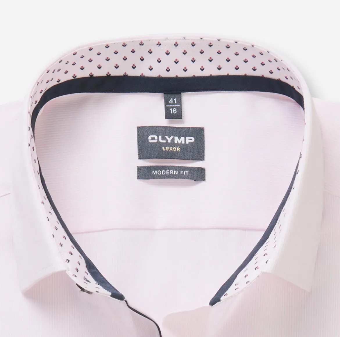 Olymp kauluspaidat Luxor Modern Fit Striped Contrast Print, raidallinen pinkki