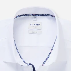 Olymp kauluspaita Level 5 Body Fit Contrast Trim Floral, valkoinen