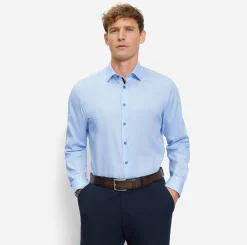 Olymp kauluspaita Level 5 Body Fit Contrast Trim Floral, vaaleansininen