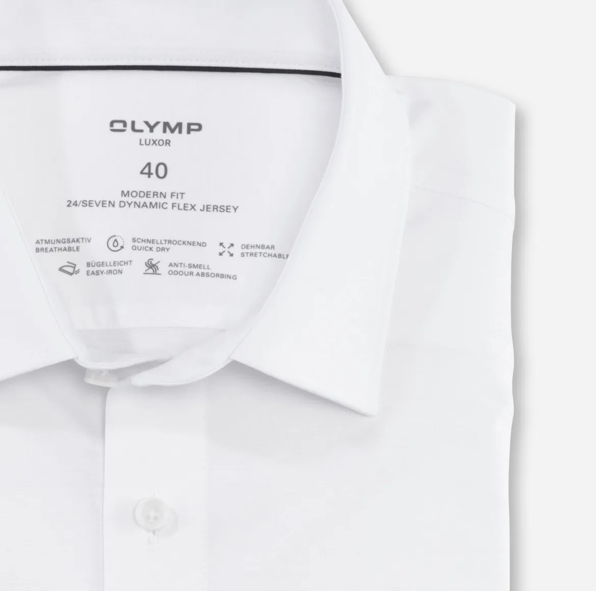 Olymp kauluspaita 24/7 Luxor Modern Fit Jersey, valkoinen