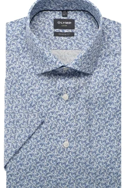 Olymp kauluspaita SS Luxor Modern Fit Microprint, vaaleansininen