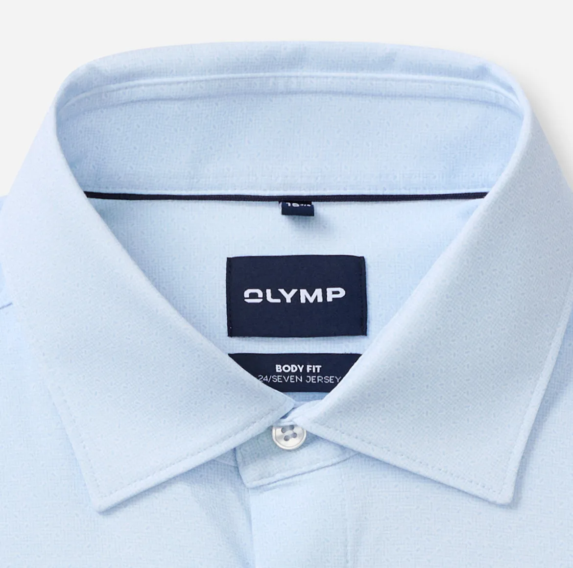 Olymp miesten kauluspaita 24/7 Body Fit Jersey Microprint, valkopohjainen kuosi