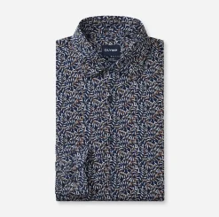 Olymp miesten kauluspaita 24/7 Body Fit Jersey Floralprint, sininen kuosi
