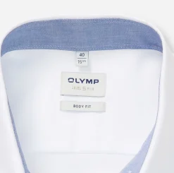 Olymp miesten kauluspaita Level Five Body Fit Contrast, valkoinen