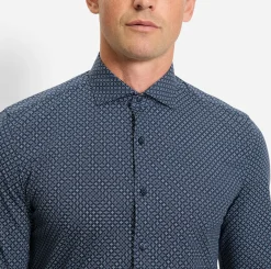 Olymp miesten kauluspaita, 097 24/7 - LEVEL 5 JERSEY BODY FIT Sininen Kuosi