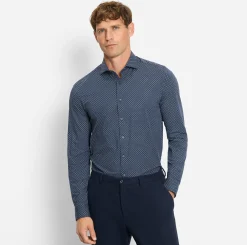 Olymp miesten kauluspaita, 097 24/7 - LEVEL 5 JERSEY BODY FIT Sininen Kuosi