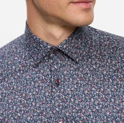 Olymp miesten kauluspaita Level Five Body Fit +hiha, sininen kuosi