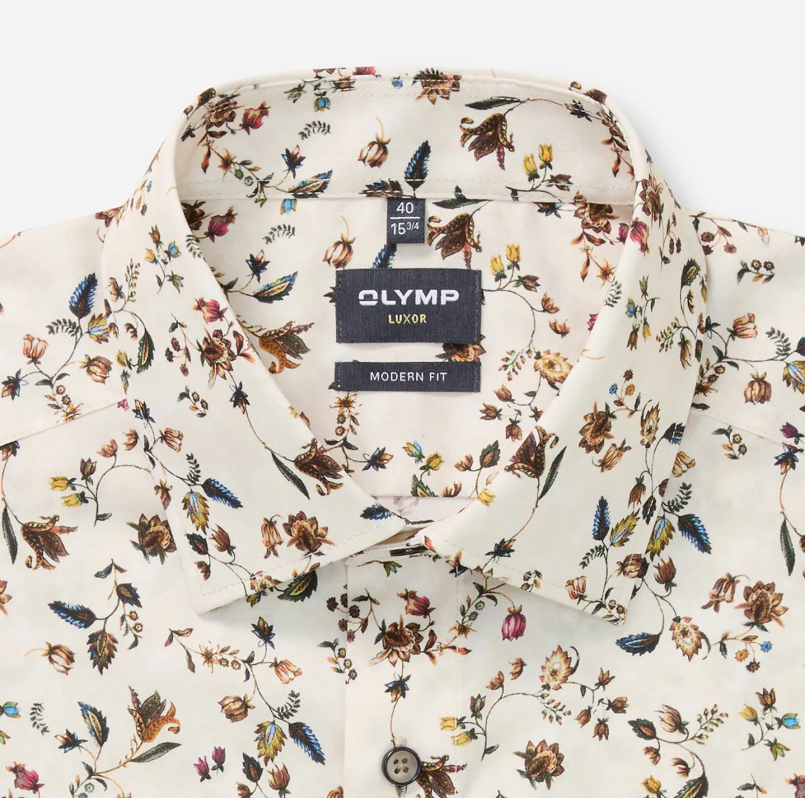 Olymp miesten kauluspaita Luxor Modern Fit, ruskea kuosillinen