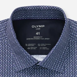 Olymp miesten kauluspaita 042 LUXOR MODERN FIT JERSEY, sininen kuosi