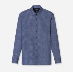 Olymp miesten kauluspaita 042 LUXOR MODERN FIT JERSEY, sininen kuosi