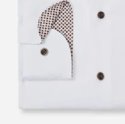 Olymp miesten kauluspaita Luxor Modern Fit Non-Iron Contrast +hiha, valkoinen