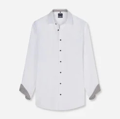 Olymp miesten kauluspaita Luxor Modern Fit Non-Iron Contrast +hiha, valkoinen