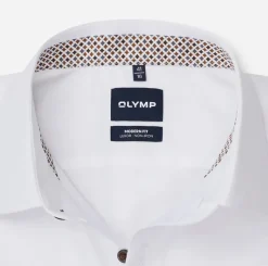Olymp miesten kauluspaita Luxor Modern Fit Contrast Non Iron, valkoinen